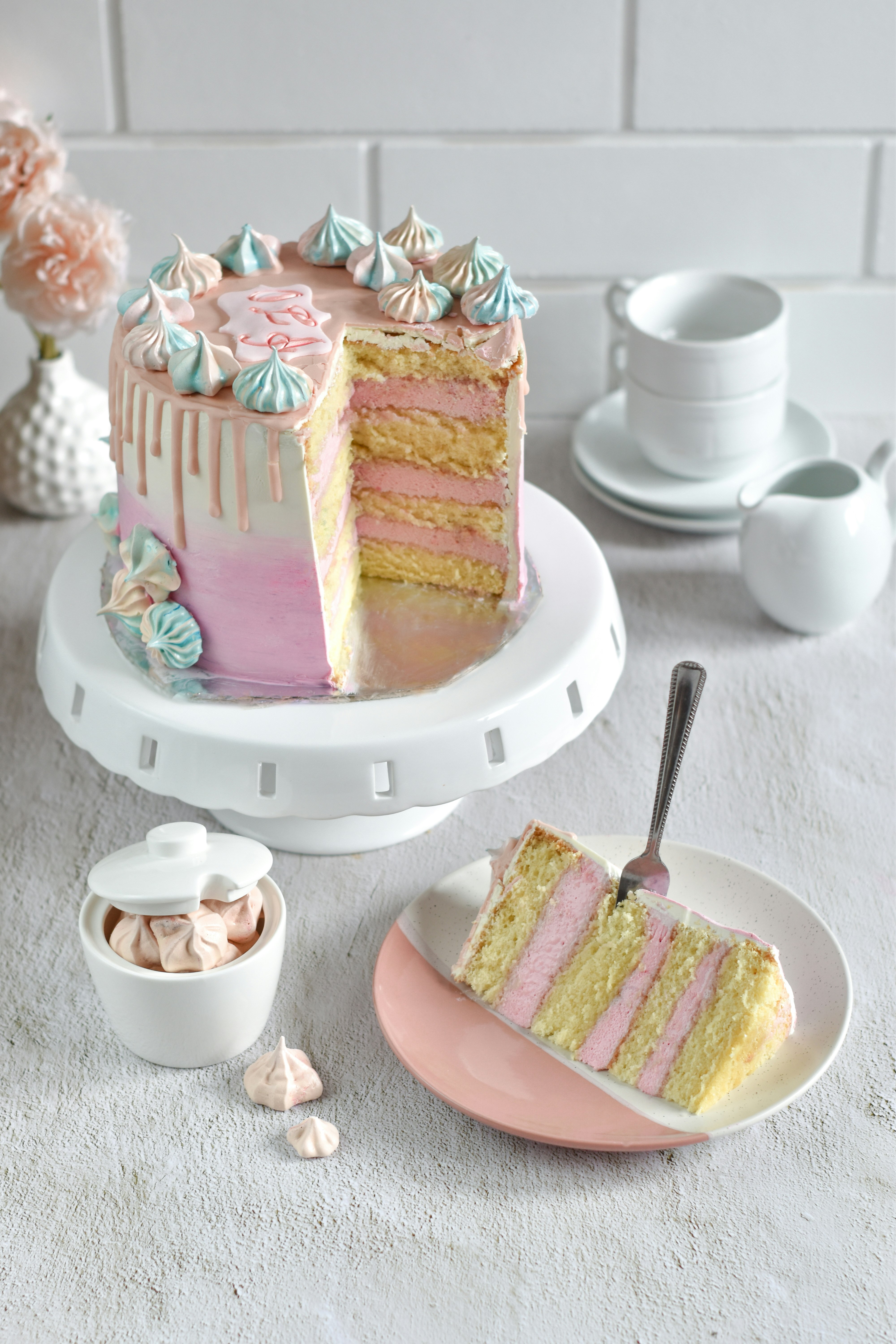 sliced cake on white ceramic plate